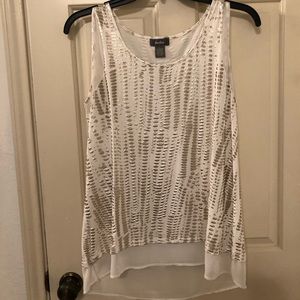 Neiman Marcus Ivory & Gold Mixed Media Top